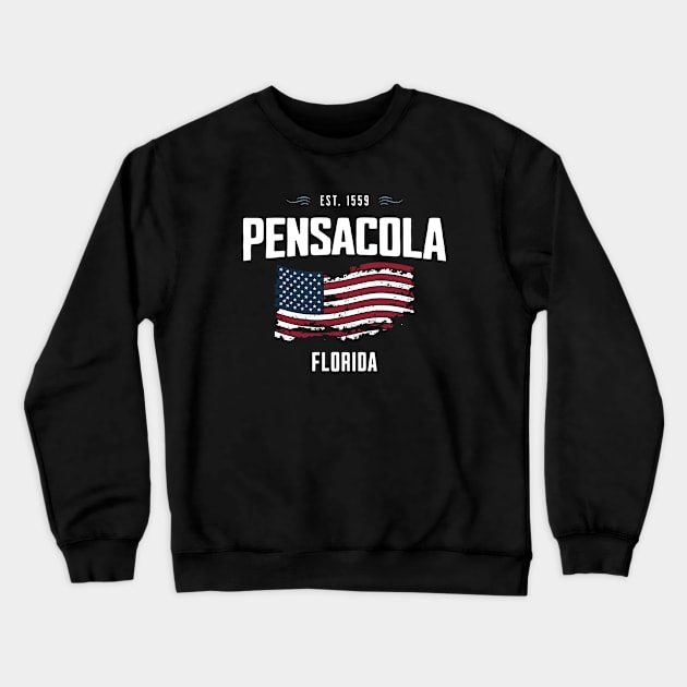 Pensacola Florida - Old Glory Patriotic USA Flag July 4th Crewneck Sweatshirt by TGKelly